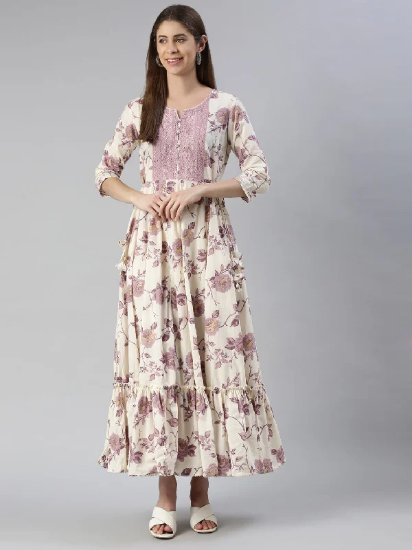 Exquisite Design Neeru's Purple Maxi Casual Printed Dresses