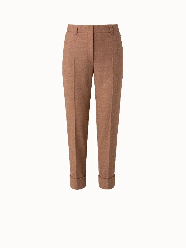 Exquisite workmanship Wool Stretch Flannel Cropped Tapered Pants