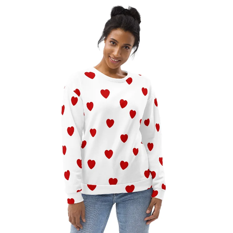 Cozy Fit Wear Red Hearts Sweatshirt