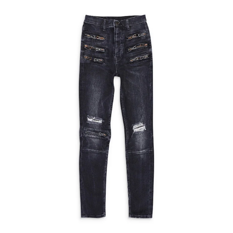 Classic Design Unravel Project Denim Jeans Pants - Black