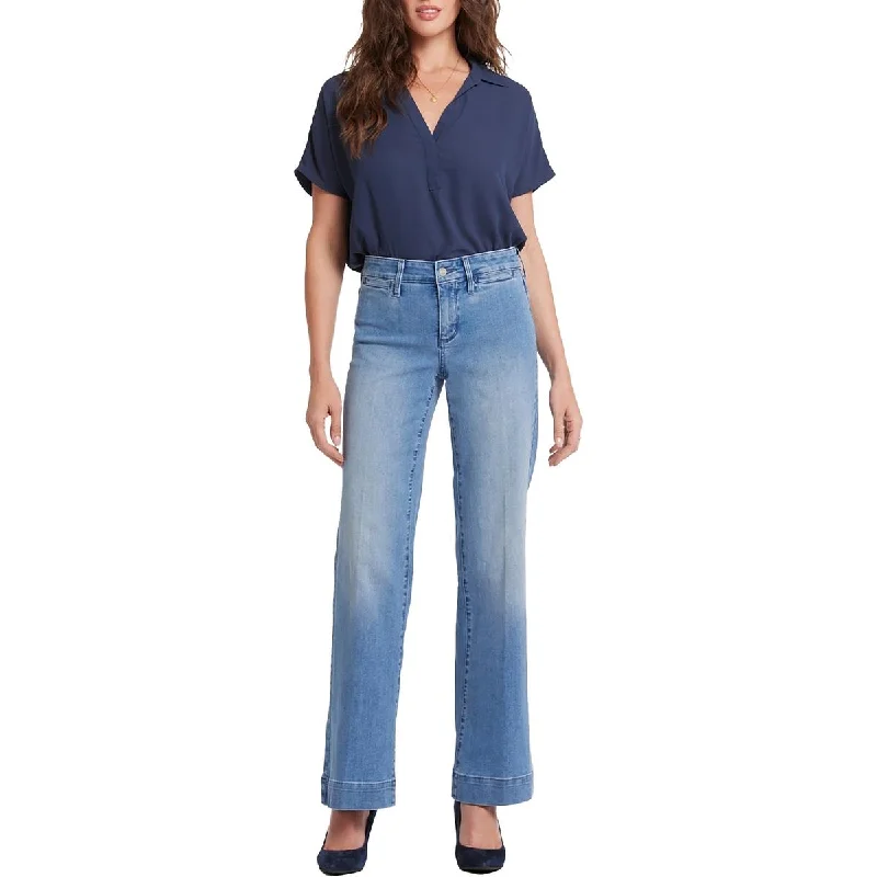 Sports litigation style Teresa Trouser Womens Pocket Denim Wide Leg Jeans
