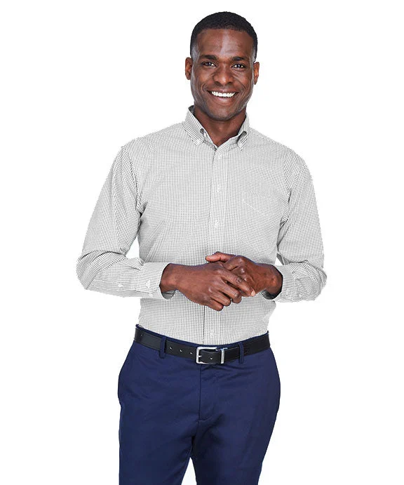 Ultra-lightweight D640 - Devon & Jones Mens Crown Woven Collection™ Gingham Check Shirt | Silver Ultra-lightweight D640 - Devon & Jones Mens Crown Woven Collection™ Gingham Check Shirt | Silver