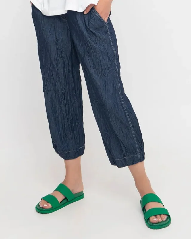 Personalized Design Ozai N Ku Crinkle Crop Trousers, Denim