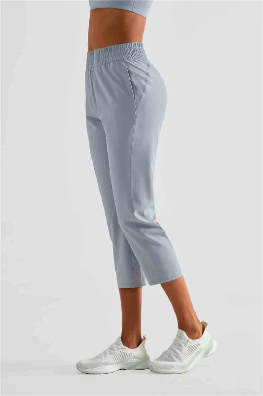 Retro Design CK1401-SZ Sunblock pants Thin quick drying loose casual sports pants Amazon pocket high waisted wide leg fitness pants for women