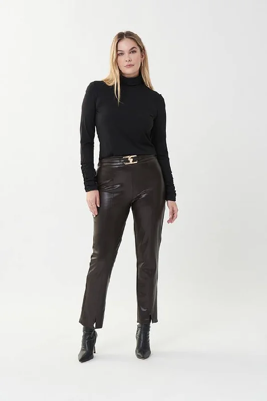Versatile Style Joseph Ribkoff Faux Leather Pants with Buckle