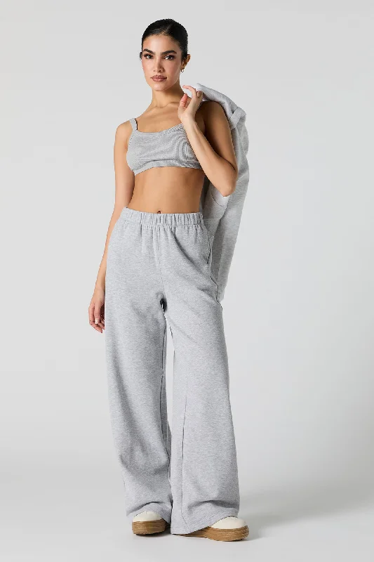 Elegant Design Fleece Wide Leg Sweatpant