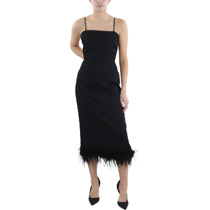 Minimal Comfort Lucy Paris Womens Feathers Midi Cocktail And Party Dress