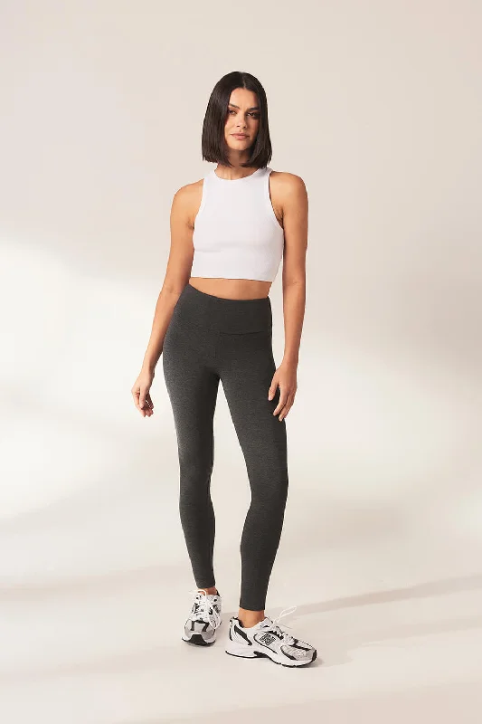 Knowledge And Elegance Lightweight Everyday High Waisted Leggings - Dark Grey Marl
