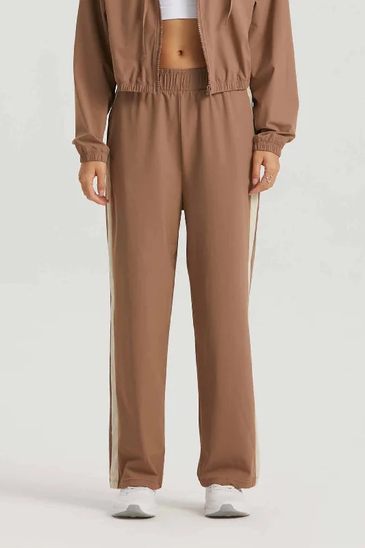 Simple Comfort CK1513-Cool sunblock wide leg pants drape feeling summer female contrast color elastic drawstring thin running leg sports casual pants