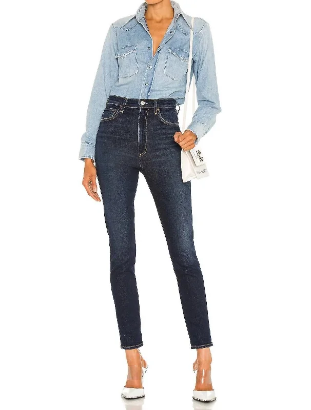 Classic Style Pinch Waist Skinny Jeans In Ovation