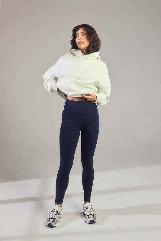 Romantic And Fresh Everyday High Waisted Leggings - Navy Animal Print