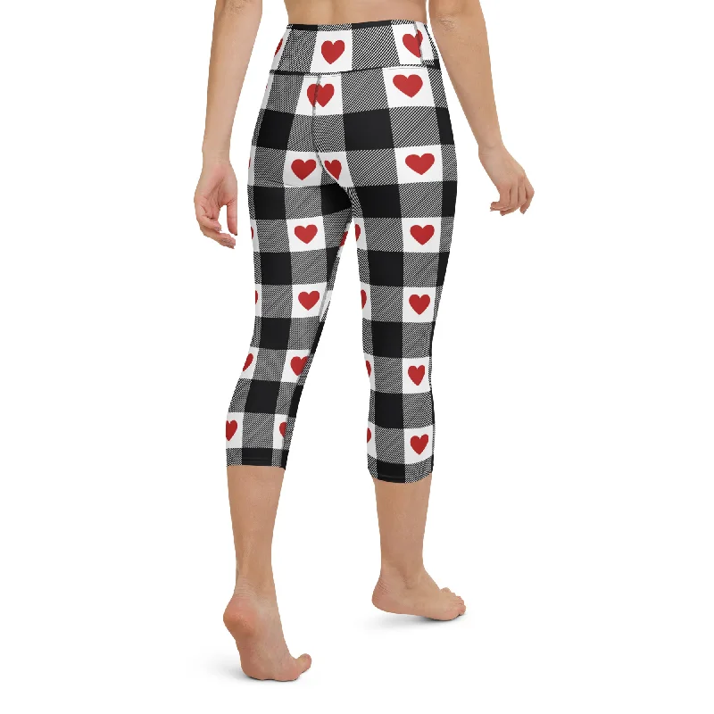 Warm Comfort Heartfelt Plaid Yoga Capris