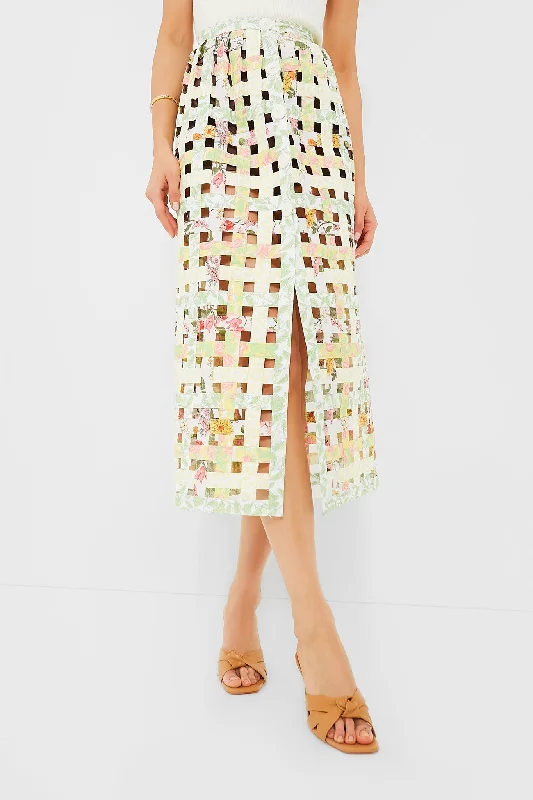 Embroidered Letters Warm Multi Basket Skirt