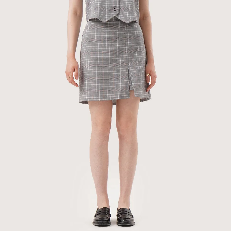 Cool Breeze At Night Plaid Skirt