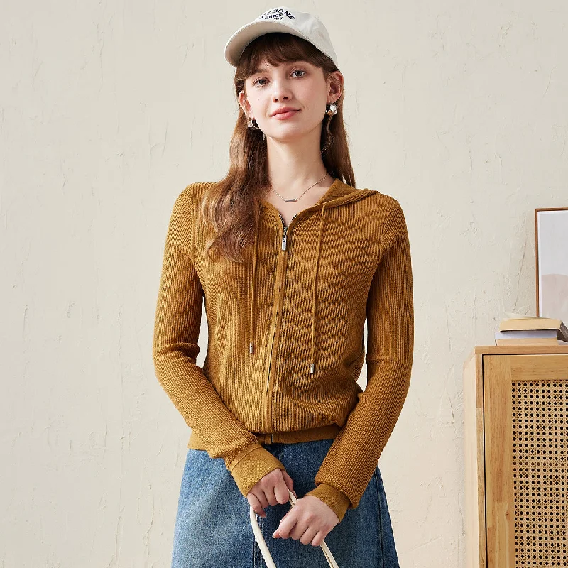Cozy Pants 100% Wool Cardigan Cozy Knit Zip-Up Hoodie