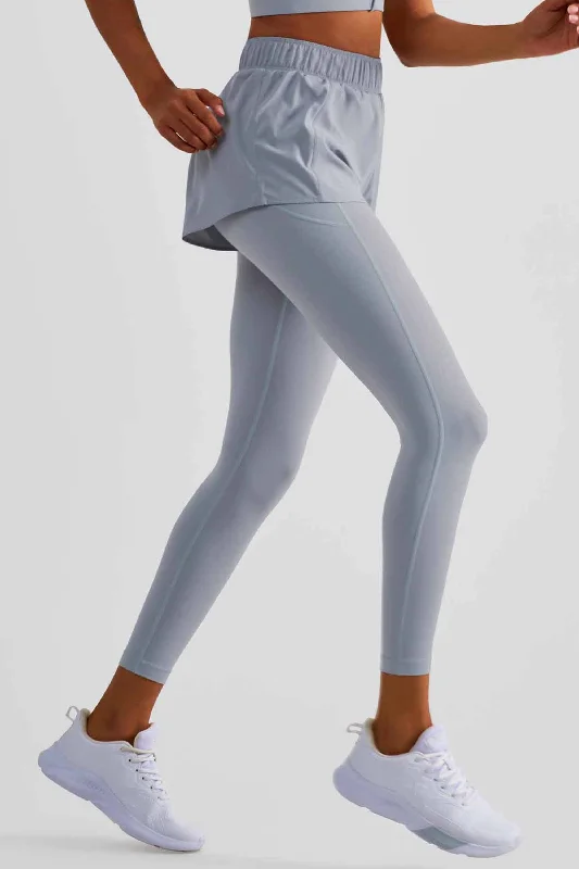 Renaissance Style CK1503-Nuls Nude series fake two yoga pants 2023 new anti-slip pocket high-waisted hip lift sports leggings