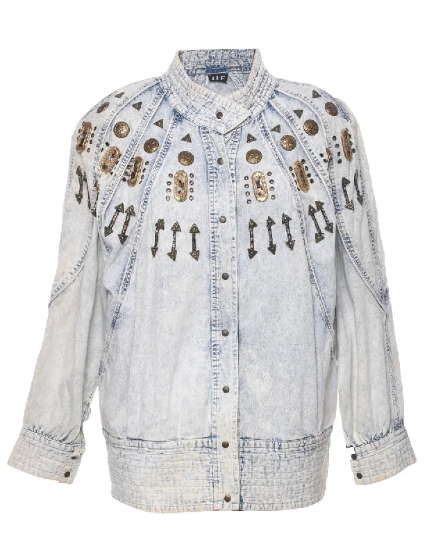Economic Outlook Acid Wash Denim Jacket - L