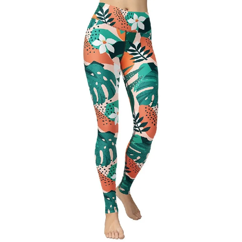 Printed Patterns Contemporary Tropical Yoga Leggings