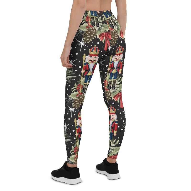 Floral Prints Jolly Nutcrackers Leggings