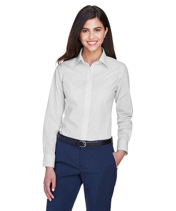Knitted Design D640W - Devon & Jones Ladies Crown Woven Collection™ Gingham Check Shirt | Silver Knitted Design D640W - Devon & Jones Ladies Crown Woven Collection™ Gingham Check Shirt | Silver