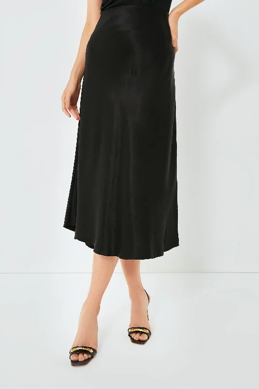 Classic Retro Black Shaped Hem Bias Slip Skirt