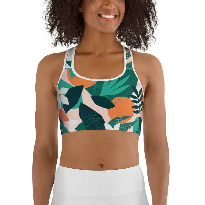 High-end Fashion Contemporary Tropical Sports Bra