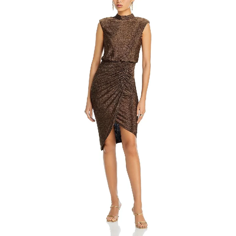 Celebrity Style Liv Foster Womens Metallic Ruched Cocktail And Party Dress