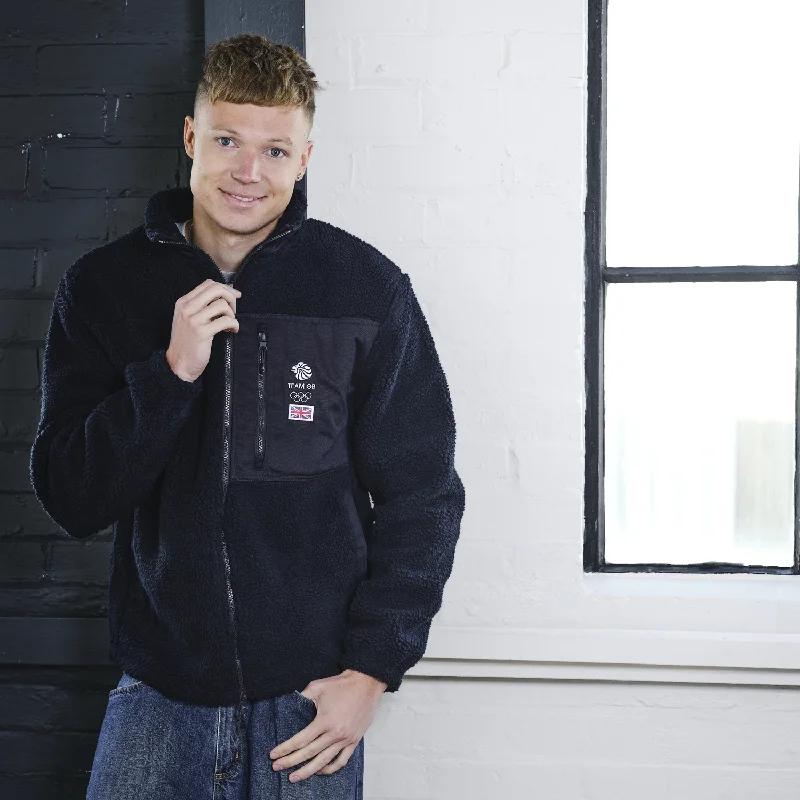 Urban Sense Team GB Embroidered Navy Sherpa Fleece