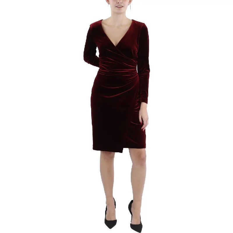 Elegant Temperament Lauren Ralph Lauren Womens Ruched Velvet Cocktail And Party Dress