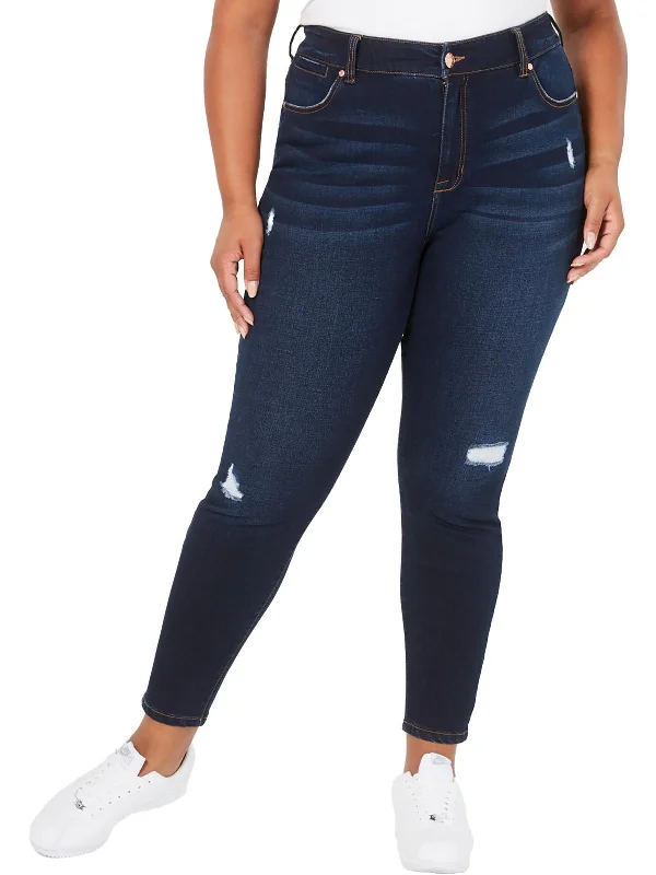 Street Sports Shoes Womens High Rise Distressed Skinny Jeans