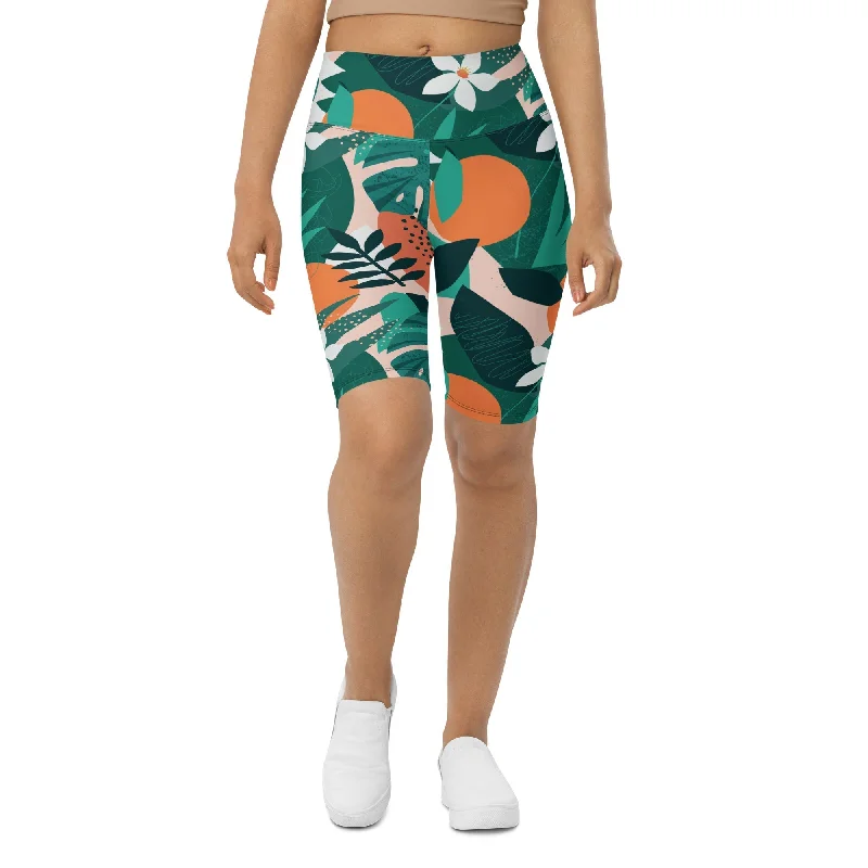 Goddess Style Contemporary Tropical Biker Shorts