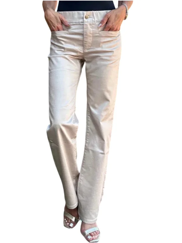 Simple Matching Tami Straight Pants In Beige Gold Check