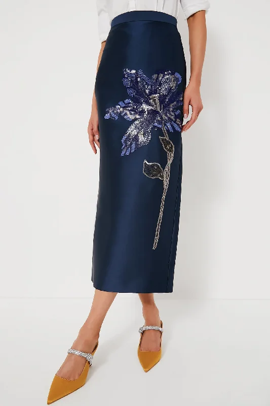 Casual And Casual Navy Midi Length Pencil Skirt