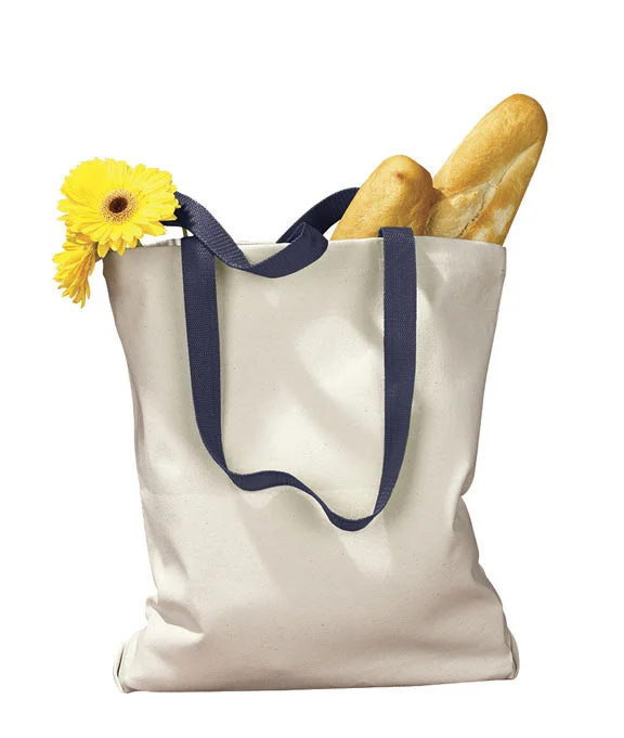 Stylish Comfort BE010 - BAGedge 12 oz. Canvas Tote Bag with Contrasting Handles | Natural/Navy Stylish Comfort BE010 - BAGedge 12 oz. Canvas Tote Bag with Contrasting Handles | Natural/Navy