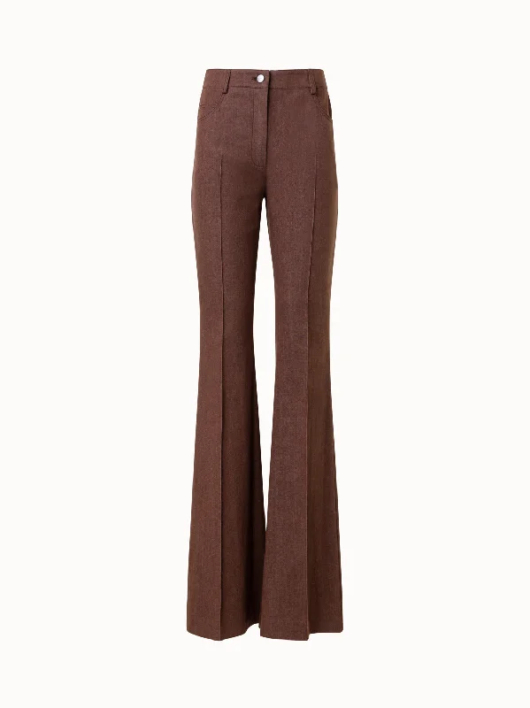 Sports litigation style Cotton Stretch Denim Bootcut Pants