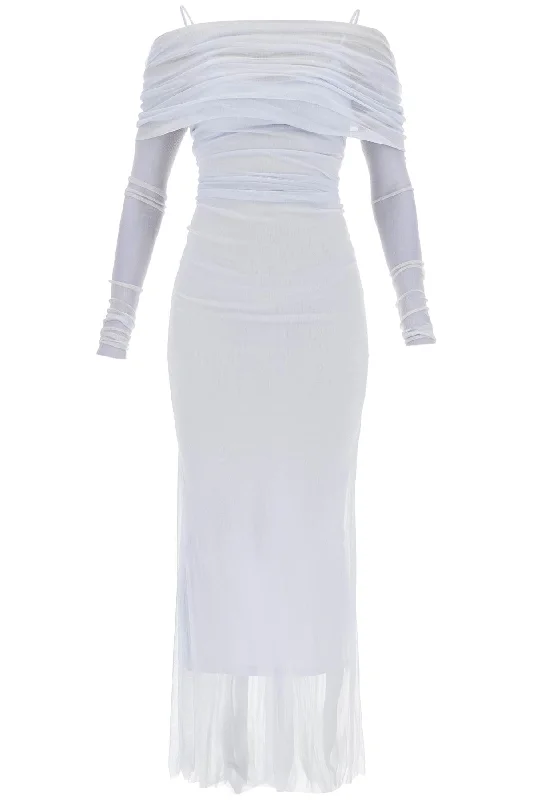 Simple Solid Color CHRISTOPHER ESBER maxi off-shoulder silk tulle dress