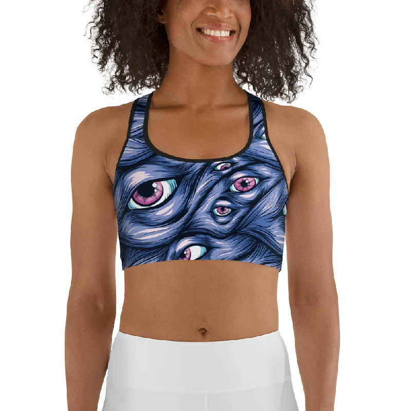 Cute Design Spooky Eyes Sports Bra