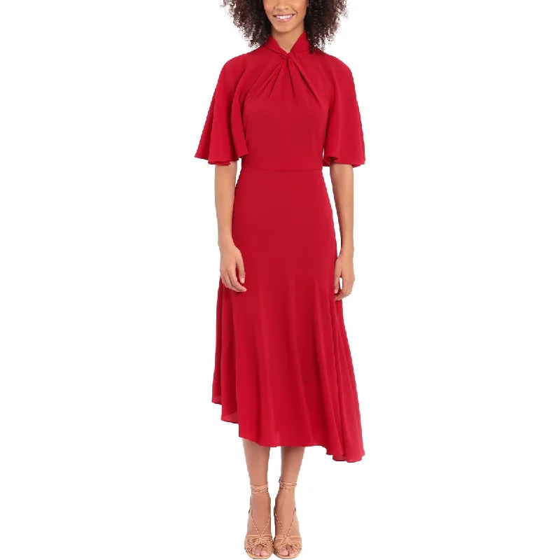 Sports Yoga Style Maggy London Womens Crepe Midi Cocktail and Party Dress