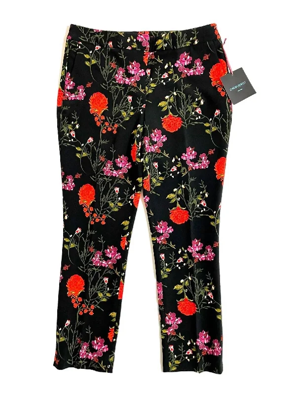 Embroidery Design Women's Cropped Floral Print Cigarette Leg Pant In Multicolor