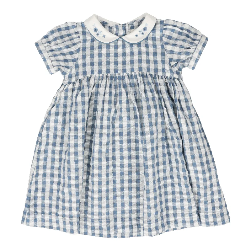 Denim Design ANALOGIE BLUE GINGHAM PETER PAN COLLAR SS DRESS