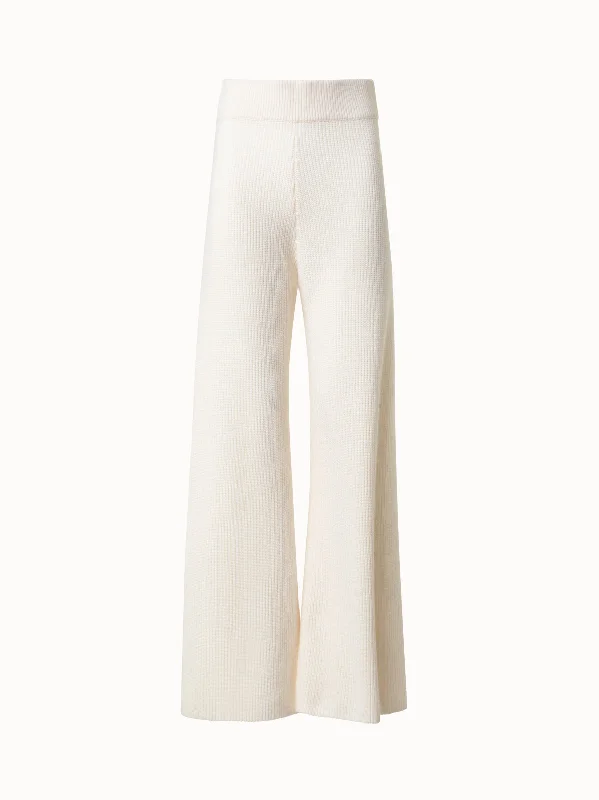 Street Sports Style Wide Leg Knit Pants in Wool Cashmere Blend