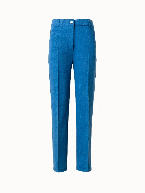 Sports Vitality Style Cropped Straight Denim Stretch Pants