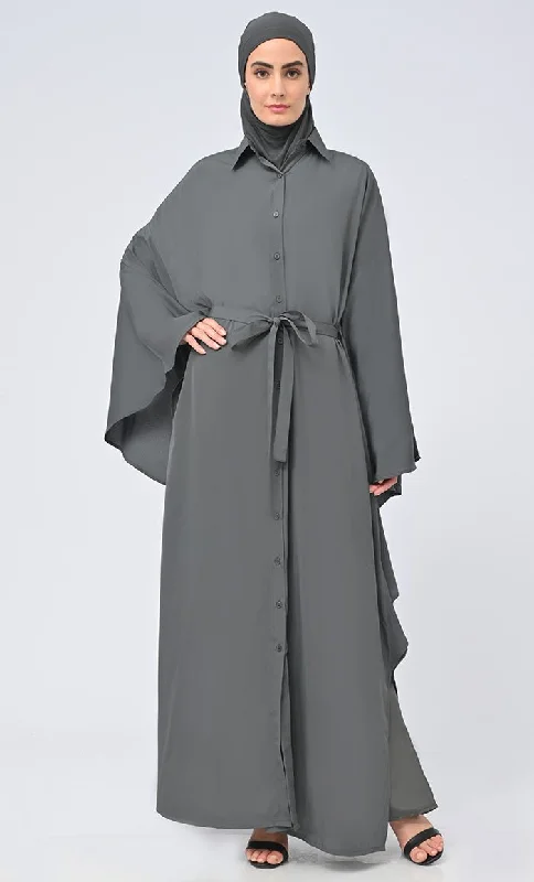 Celebrity Must-have Beautiful Islamic Button Down Kaftan Abaya With Matching Hijab