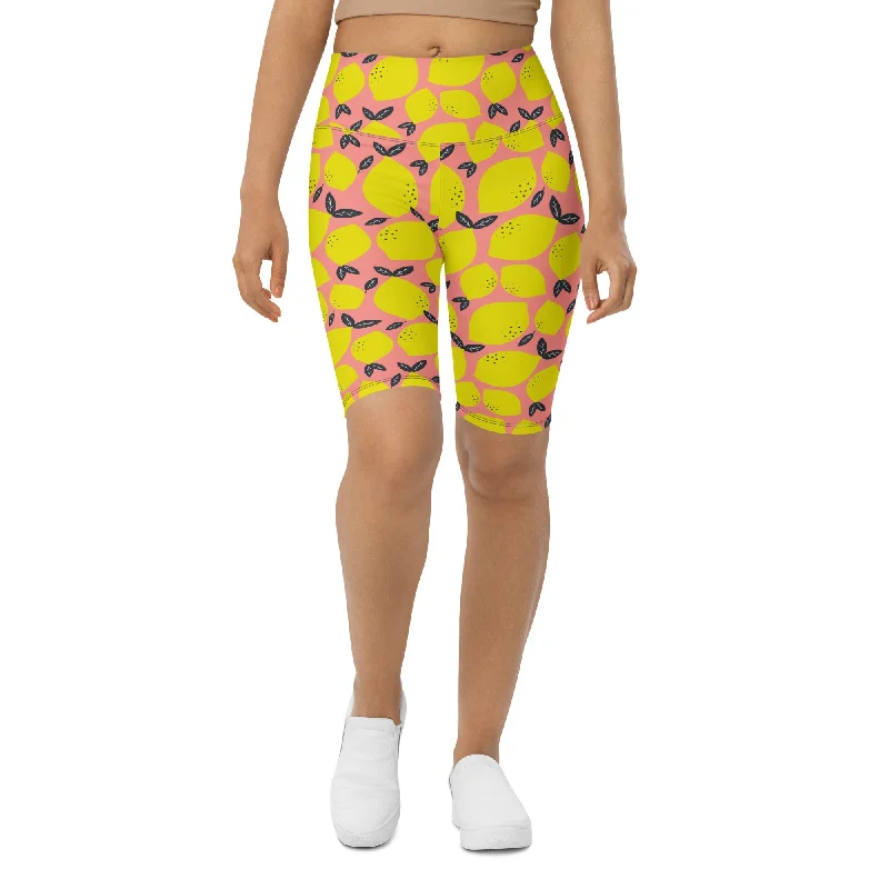 Lazy Home Cute Lemon Biker Shorts