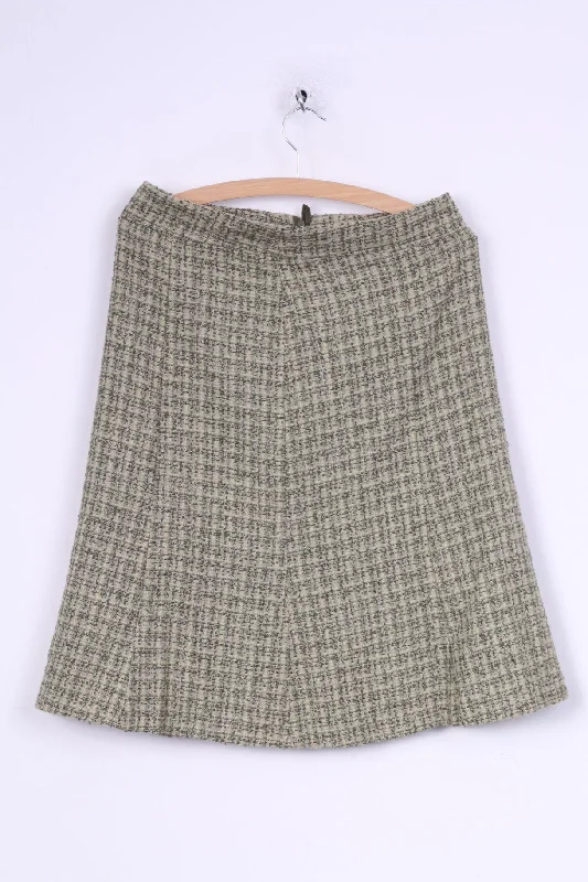 Luxury And Elegant H&M Womens 38 M Midi Skirt Green A-line Pleated Check