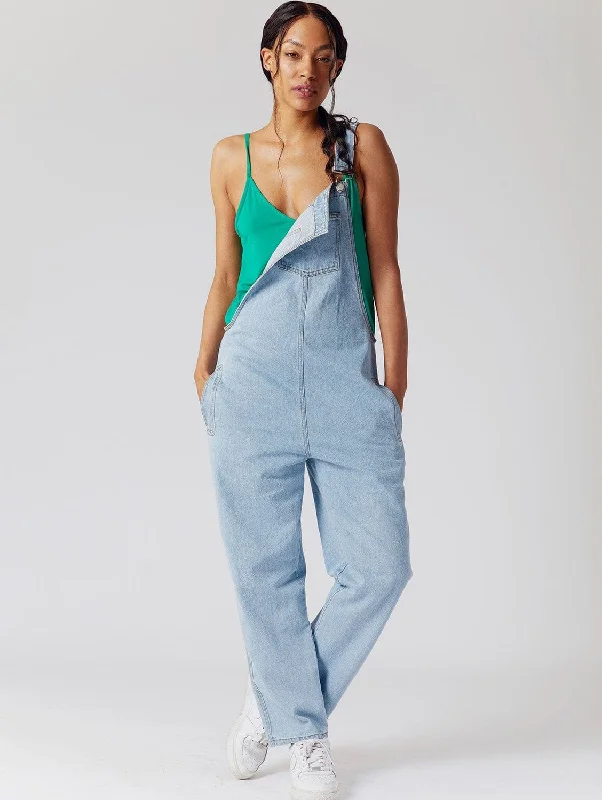 Cozy Dress Joy Organic Cotton Denim Dungarees | Light Blue