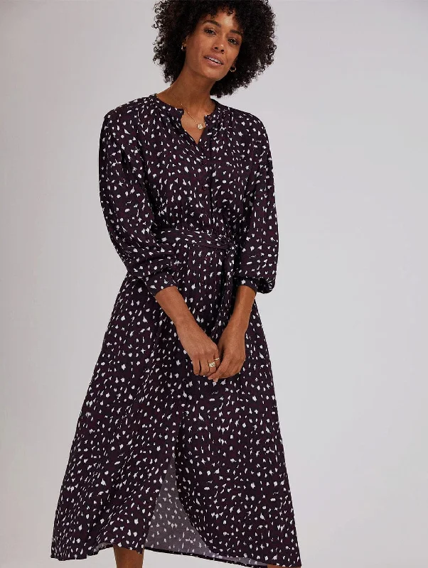 Fashion Concept Harper LENZING™ ECOVERO™ Leopard Print Midi Shirt Dress | Dark Cherry Fashion Concept Harper LENZING™ ECOVERO™ Leopard Print Midi Shirt Dress | Dark Cherry