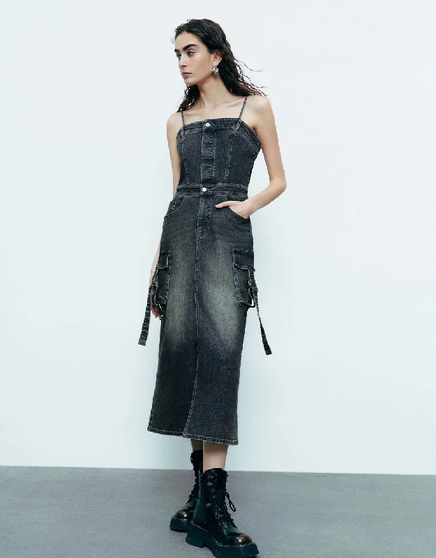 Trendy Casuals Skinny Off-Shoulder Cami Denim Dress
