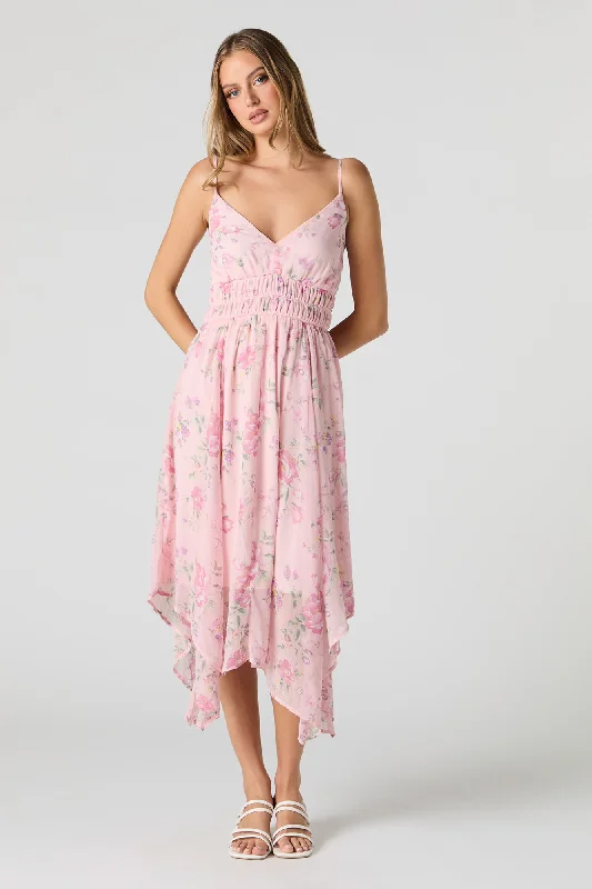 Leisure Sports Chiffon V-Neck Asymmetrical Midi Length