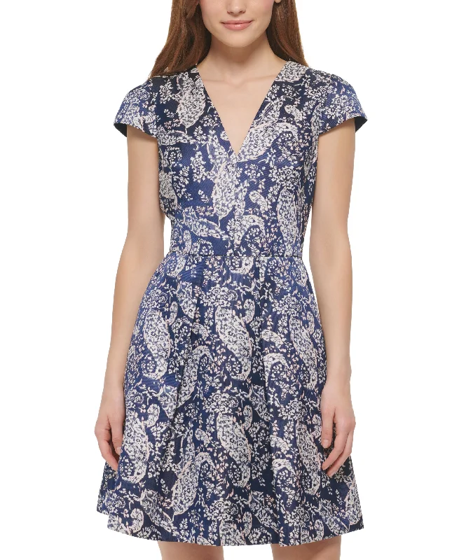 Stylish Wear Vince Camuto Womens Cap Sleeve Jacquard Dress